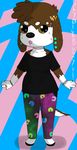  anthro blackfluffybunny canine clothed clothing digital_media_(artwork) dog dolly female hairclip looking_at_viewer mammal model_sheet piercing simple_background solo tongue 