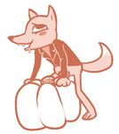  anthro bottomless canine clothed clothing food fox fruit fruit_sex gregg_(nitw) looking_pleasured male mammal night_in_the_woods penis pumpkin solo 