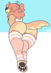 anthro butt canine clothing female hair hair_over_eye legwear mammal nepetacide pussy shirt solo tank_top thick_thighs thigh_highs 