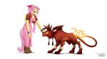  anthro blue_eyes duo ear_piercing equine feline final_fantasy final_fantasy_vii fluttershy_(mlp) friendship_is_magic hair mammal my_little_pony mysticalpha paws pegasus piercing pink_hair red_xiii simple_background square_enix video_games white_background wings 