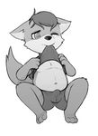  anthro boxers_(clothing) bulge canine child clothed clothing clothing_lift cub fox greyscale lunicent male mammal monochrome navel shirt shirt_lift simple_background solo underwear young 