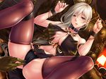  blonde_hair breasts katejina_(taimanin_asagi) nail_polish sano_toshihide taimanin_(series) taimanin_asagi_battle_arena 