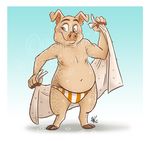  clothing dripping drying_off invalid_tag mammal nicnak044 pig porcine speedo swimsuit swine wet 