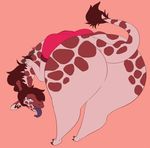  anthro bent_over butt female flexible giraffe hair mammal overweight solo standing thickick tongue tongue_out 