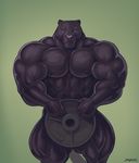  2012 abs anthro areola convenient_censorship exercise feline frown hyper hyper_muscles mainlion male mammal muscular muscular_male nipples nude panther pecs simple_background solo thick_thighs weightlifting weights workout 