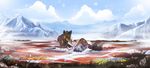  black_fur canine day detailed_background dog duo feral fur grass mammal outside rikitoka sky young 