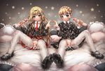  2girls aftersex aldnoah.zero black_bow black_shirt blonde_hair blush bow braid bukkake clitoris closed_mouth cum cum_in_pussy cum_on_body cum_on_clothes cum_on_hair cum_on_lower_body cum_string disembodied_penis drooling eddelrittuo emperpep eyebrows eyebrows_visible_through_hair facial hair_between_eyes hair_bow handjob heart_hands heart_hands_duo heavy_breathing long_hair long_sleeves looking_at_viewer mashiro_rima multiple_girls multiple_penises necktie pantyhose penis pillow pussy pussy_juice saliva school_uniform shirt shoes shugo_chara! sitting skirt spread_legs star teeth torn_pantyhose uncensored white_legwear white_pantyhose 