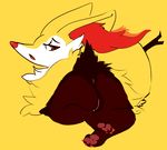  anus braixen butt female feral fur looking_back nintendo open_mouth pok&eacute;mon pussy simple_background solo thickick video_games 