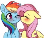  2017 blue_feathers blush duo equine eyelashes eyes_closed feathered_wings feathers female feral floppy_ears fluttershy_(mlp) friendship_is_magic hair long_hair mammal momomistress multicolored_hair my_little_pony one_eye_closed pegasus pink_eyes pink_hair rainbow_dash_(mlp) rainbow_hair simple_background white_background wings yellow_feathers 