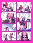  &gt;_&lt; 1girl 3boys blush comic heart lunaclub mecha_girl multiple_boys skywarp starscream thundercracker transformers translation_request 