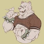  2017 anthro biceps big_muscles clothed clothing feline fur grimoire_of_zero male mammal mercenary_(character) miharushoka muscular tiger white_fur white_tiger 