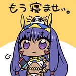  bloodshot_eyes bracelet chan_co chibi cowboy_shot dark_skin earrings egyptian egyptian_clothes facial_mark fate/grand_order fate_(series) hairband jewelry long_hair looking_at_viewer medjed navel nintendo_switch nitocris_(fate/grand_order) purple_eyes purple_hair sidelocks simple_background translated very_long_hair 