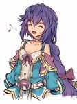  ^_^ braid choker closed_eyes eighth_note long_hair music musical_note neptune_(series) open_mouth purple_hair pururut simple_background singing sleeves_past_wrists smile spoken_musical_note white_background white_crow 