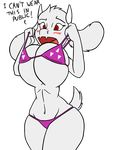  2017 alpha_channel anthro big_breasts bikini blush boss_monster breasts caprine cleavage clothed clothing creatiffy english_text female goat huge_breasts mammal mature_female solo swimsuit text toriel under_boob undertale video_games 