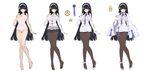  august1st bare_shoulders barefoot black_hair black_legwear breasts cleavage commentary_request full_body girls_frontline gloves gusset hairband highres kishiyo large_breasts long_hair looking_at_viewer looking_away multiple_views panties panties_under_pantyhose pantyhose qbz-95_(girls_frontline) revision see-through simple_background underwear variations very_long_hair white_background white_gloves white_hairband 