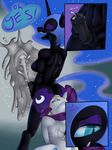  2017 anthro anthrofied armor cum cutie_mark dialogue duo english_text equine eyes_closed female friendship_is_magic grin hair helmet hi_res horn intersex intersex/female mammal medial_ring my_little_pony nightmare_moon_(mlp) open_mouth penis purple_hair rarity_(mlp) shdingo smile text unicorn 