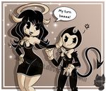  2017 alice_angel amanddica bendy bendy_and_the_ink_machine black_body bow_tie breasts clothing demon female gloves male 