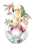  1girl alraune blue_eyes female flower galah_(artist) leaf monster_girl navel original plant_girl solo white_hair 