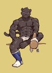  2017 abs anthro biceps black_fur clothing feline fur male mammal muscular muscular_male nipples panther pecs silentheaven simple_background solo underwear 
