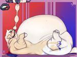 belly big_belly blonde_hair blue_eyes cream cutie_mark earth_pony equine fan_character female hair horse hose immobile inflation mammal morbid morbidly_obese my_little_pony obese overweight pandyshera pony 