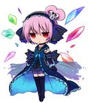  1girl boots chibi choker crystal dress elbow_gloves frills gloves hairband kanonno_earhart pink_hair red_eyes short_hair tales_of_(series) tales_of_asteria tales_of_the_world_radiant_mythology_2 thigh_boots 