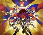  2017 armor blue_eyes cape fire_emblem fire_emblem:_fuuin_no_tsurugi fire_emblem:_kakusei fire_emblem_heroes gloves headband holding holding_sword holding_weapon looking_at_viewer male_focus noki_(affabile) red_hair roy_(fire_emblem) short_hair smile super_smash_bros. sword weapon 