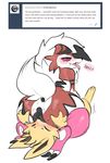  animal_genitalia anus blush butt clothing drooling eeveelution facesitting hexeix jolteon legwear lycanroc nintendo oral pok&eacute;mon pussy rubber saliva stockings sweat thich_thighs tongue tongue_out video_games 