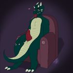  animal_genitalia anthro bedroom_eyes blush claws dragon drake_(disambiguation) erection genital_slit half-closed_eyes horn jordanwolfie male penis precum sapphire_smith scalie seductive sitting slit sofa tongue vignette 