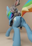  2017 3d_(artwork) anatomically_correct anthro anus blender_(software) butt digital_media_(artwork) disney dock duo equine female feral friendship_is_magic grey_background hand_on_hip horse judy_hopps lagomorph looking_back mammal my_little_pony pony puffy puffy_anus pussy rabbit rainbow_dash_(mlp) rear_view riding simple_background teats thecomet zootopia 