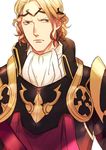  armor blonde_hair brown_eyes circlet fire_emblem fire_emblem_if guuchun male_focus marks_(fire_emblem_if) simple_background solo upper_body white_background 
