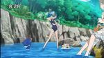  2girls alolan_vulpix animated animated_gif blonde_hair blue_hair multiple_girls parasol pokemon pokemon_(anime) pokemon_sm pokemon_sm_(anime) popplio suiren_(pokemon) togedemaru water 