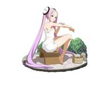  absurdly_long_hair barefoot breasts from_side full_body hair_ornament long_hair looking_at_viewer naked_towel official_art pink_hair purple_eyes simple_background sitting small_breasts solo sword_art_online sword_art_online:_code_register sword_art_online_the_movie:_ordinal_scale towel twintails very_long_hair water wet white_background white_towel yuna_(sao) 