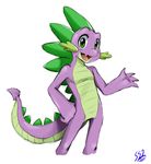  2011 aged_up anthro digital_media_(artwork) dragon friendship_is_magic green_eyes hi_res looking_at_viewer male my_little_pony scalie simple_background solo spike_(mlp) sssonic2 white_background 