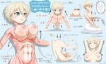  anatomy banana_peel blonde_hair blue_eyes blush brave_witches breasts breasts_apart cleavage commentary_request exercise falling hanging_breasts highres jumping large_breasts legs_over_head lying muscle nikka_edvardine_katajainen nipple_clamps nipples nude on_back open_mouth push-ups seiza sekai_saisoku_no_panda short_hair sitting slipping solo translation_request world_witches_series 