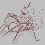  2017 arachnid arthropod equine female friendship_is_magic horn hybrid mammal monochrome my_little_pony ncmares princess_celestia_(mlp) sketch solo spider spidertaur unicorn 