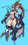  3_fingers 3_toes abs anthro bikini breasts claws clothing female fin grin head_tail hutago long_tail marine muscular non-mammal_breasts red_sclera scar sling_bikini smile solo swimsuit thick_tail toes tongue tongue_out yellow_eyes 