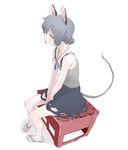  :p alternate_costume alternate_footwear alternate_hairstyle animal_ears bare_arms bare_legs between_legs collarbone duplicate flat_chest flip-flops from_side full_body green_hair grey_shirt grey_skirt hand_between_legs jewelry jpeg_artifacts low_ponytail motsuni_(artist) mouse_ears mouse_tail nazrin necklace pendant red_eyes sandals sanpaku shadow shirt short_hair short_ponytail simple_background sitting skirt solo tail tank_top toenails toes tongue tongue_out touhou white_background 