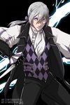  butler european_clothes fire_emblem fire_emblem_if gloves highres holding holding_weapon joker_(fire_emblem_if) knife kunai looking_at_viewer purple_eyes silver_hair weapon 