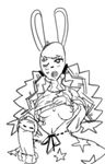  anthro breasts clothing female hairtie happie_(character) lagomorph mammal omega_happie_(character) pepperchan pigtails rabbit ribbons solo star sweater undressing 