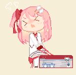  &gt;_&lt; animated animated_gif bag blush closed_eyes fang girls_frontline hair_ribbon md5_mismatch negev_(girls_frontline) oka_ball pink_hair ribbon side_ponytail younger 