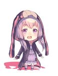  :d bad_id bad_twitter_id bangs chibi commentary_request dress eyebrows_visible_through_hair full_body highres hooded_coat long_hair looking_at_viewer low_twintails open_mouth oweee purple_dress purple_eyes purple_hair purple_legwear ribbed_dress shadow smile solo teeth twintails vocaloid voiceroid yuzuki_yukari 