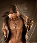  1boy 3d abs blonde_hair facial_hair final_fantasy final_fantasy_xiii grin looking_at_viewer male_focus muscle naughty_face smirk snow_villiers solo source_filmmaker undressing 