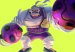  1boy al_bhed_eyes arms_(game) boxing_gloves full_body green_background highres male_focus master_mummy_(arms) megaton_(arms) monster_boy mummy open_mouth orange_eyes shoes simple_background sneakers solo wrestling_outfit 