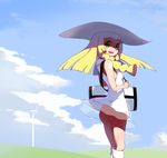  :d ass bag bangs bare_shoulders blonde_hair blue_sky blunt_bangs blush braid breasts cloud day dress from_side green_eyes haapi_jang_p hat highres lillie_(pokemon) long_hair looking_at_viewer no_panties open_mouth pokemon pokemon_(game) pokemon_sm see-through sky sleeveless sleeveless_dress small_breasts smile solo sun_hat 