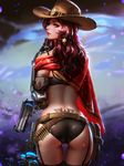  ass bra genderswap gun liang_xing mccree_(overwatch) mecha_musume overwatch pantsu stockings tattoo thighhighs wet 