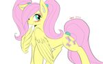  2017 alesarox blush cutie_mark equine feathered_wings feathers feral fluttershy_(mlp) friendship_is_magic hair mammal my_little_pony pegasus pink_hair simple_background solo wings 