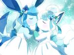  2girls alolan_vulpix furry glaceon kemoribon kissing multiple_girls pokemon wedding_clothes yuri 