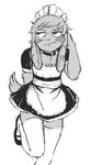  akunim annoyed anthro choker clothed clothing crossdressing fur getting_too_old_for_this_shit girly jalak lagomorph latchkey_kingdom leggings legwear long_ears maid_uniform male mammal monochrome nu-ray simple_background skirt solo striped_fur stripes uniform upset yuman 