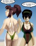  ass avatar:_the_last_airbender avatar_(series) back barefoot breasts cum cumdrip large_breasts multiple_girls nickelodeon non-web_source short_hair sweat swimsuit toph_bei_fong 