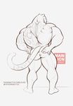  2016 anthro anus benji_(character) black_and_white butt clouded_leopard feline hyper hyper_muscles looking_back mainlion male mammal markings monochrome muscular muscular_male simple_background sketch solo spread_butt spreading thick_thighs 